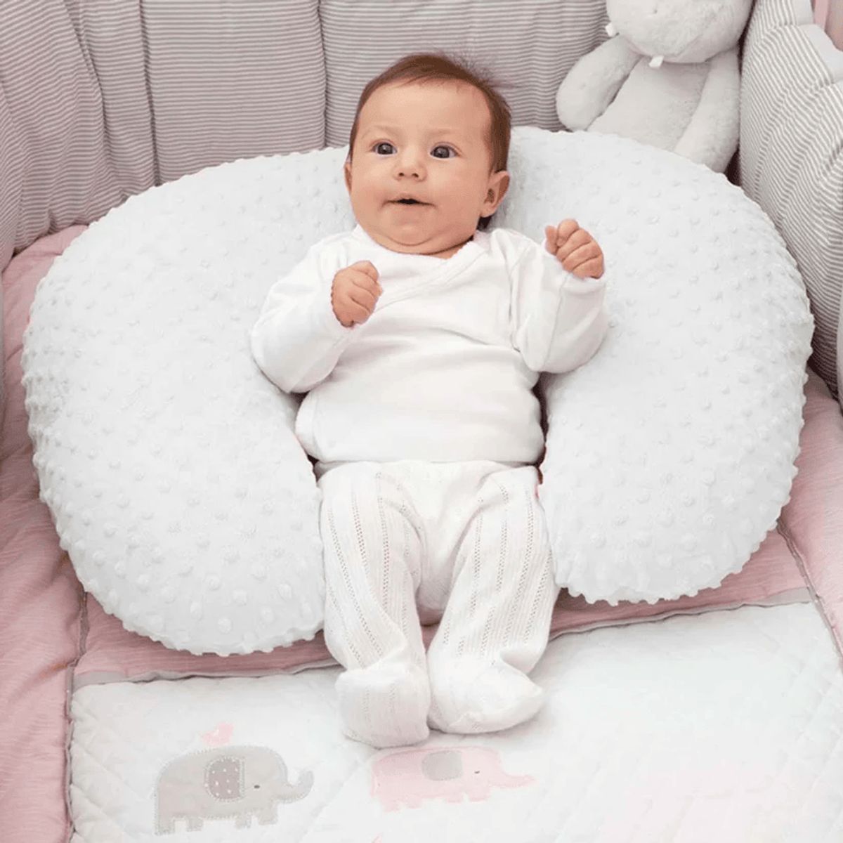 GENERICO - Cojin de lactancia en color plomo y blanco