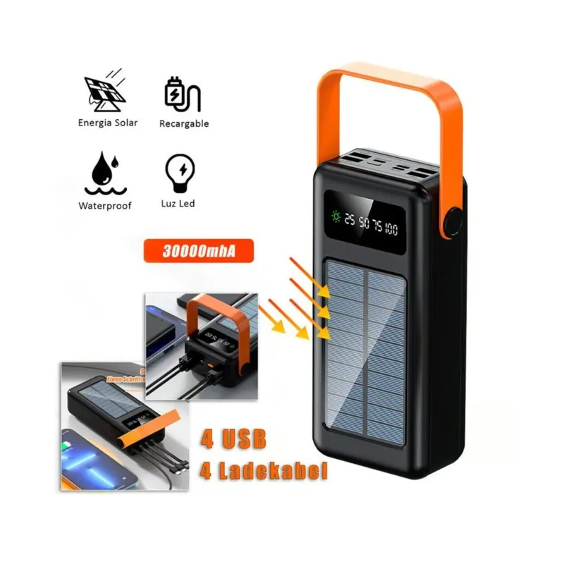 HOCO - Power Bank Portatil Hoco DB33 Con Carga Solar LInterna Led de 30000mAh