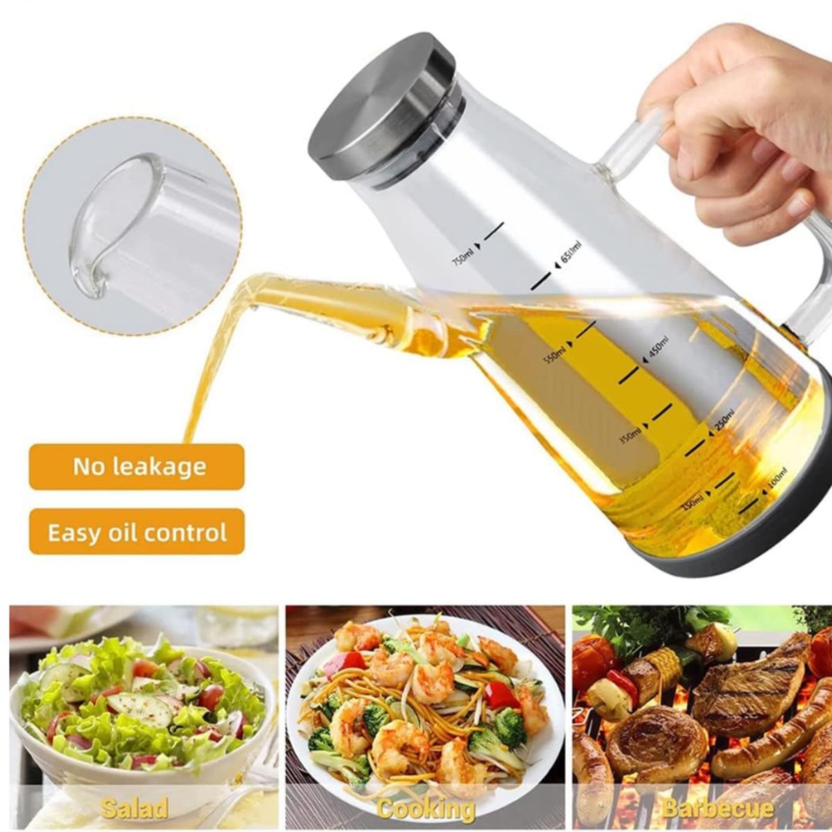 GENERICO - Dispensador de aceite y vinagre en vidrio borosilicato 750 ml