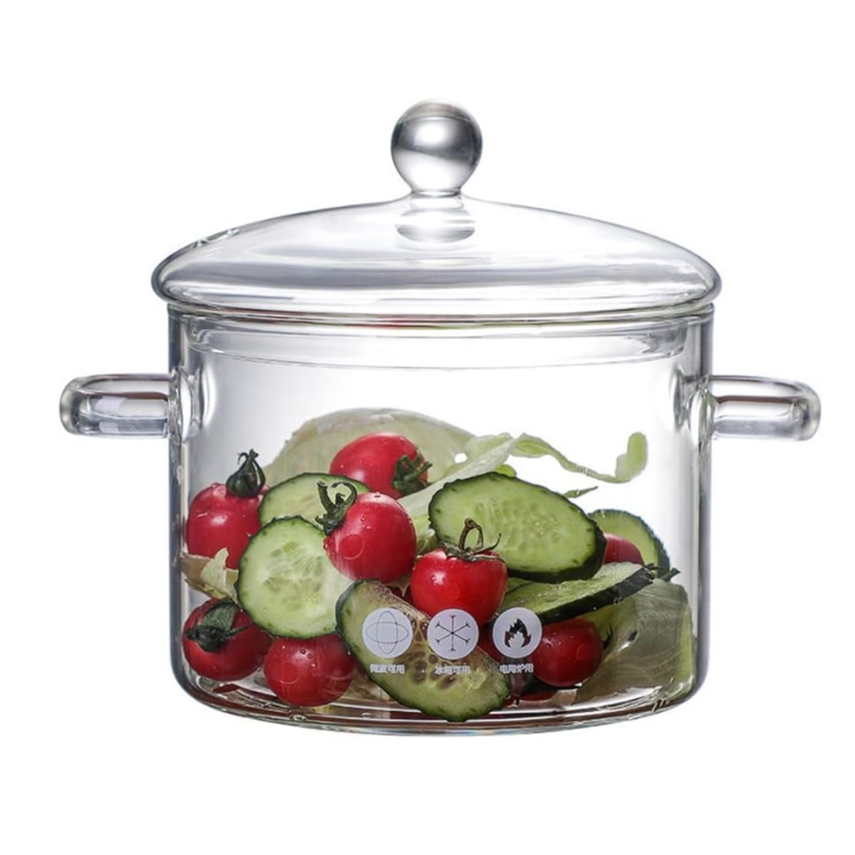 GENERICO - Olla  de vidrio de 1.5L   con tapa