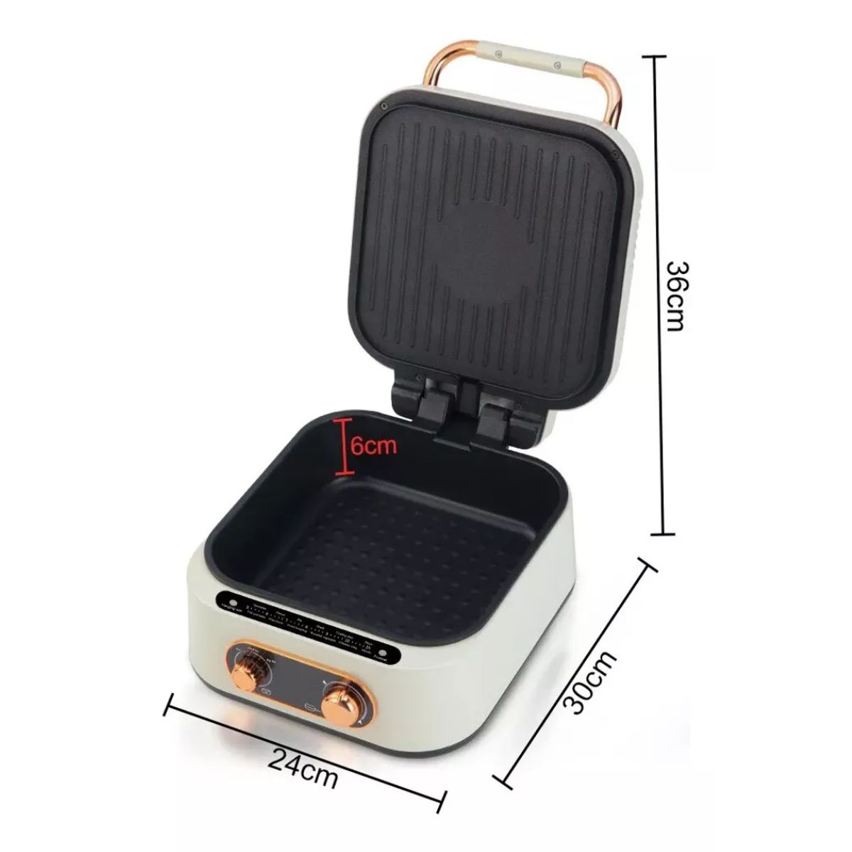 GENERICO - Olla Multifuncional 3 en 1 Olla + Parrilla + Sartén Doble 1800Watts