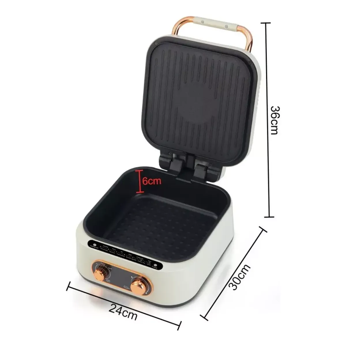 GENERICO - Olla Multifuncional 3 en 1 Olla + Parrilla + Sartén Doble 1800Watts