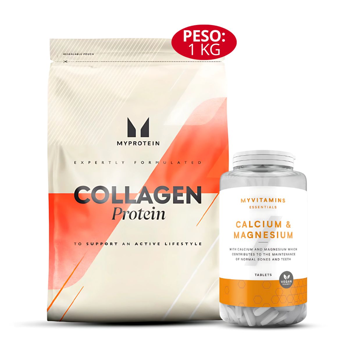 MYPROTEIN - Colageno Hidrolizado Myprotein 1 Kg + Calcio y Magnesio - 90 tabletas