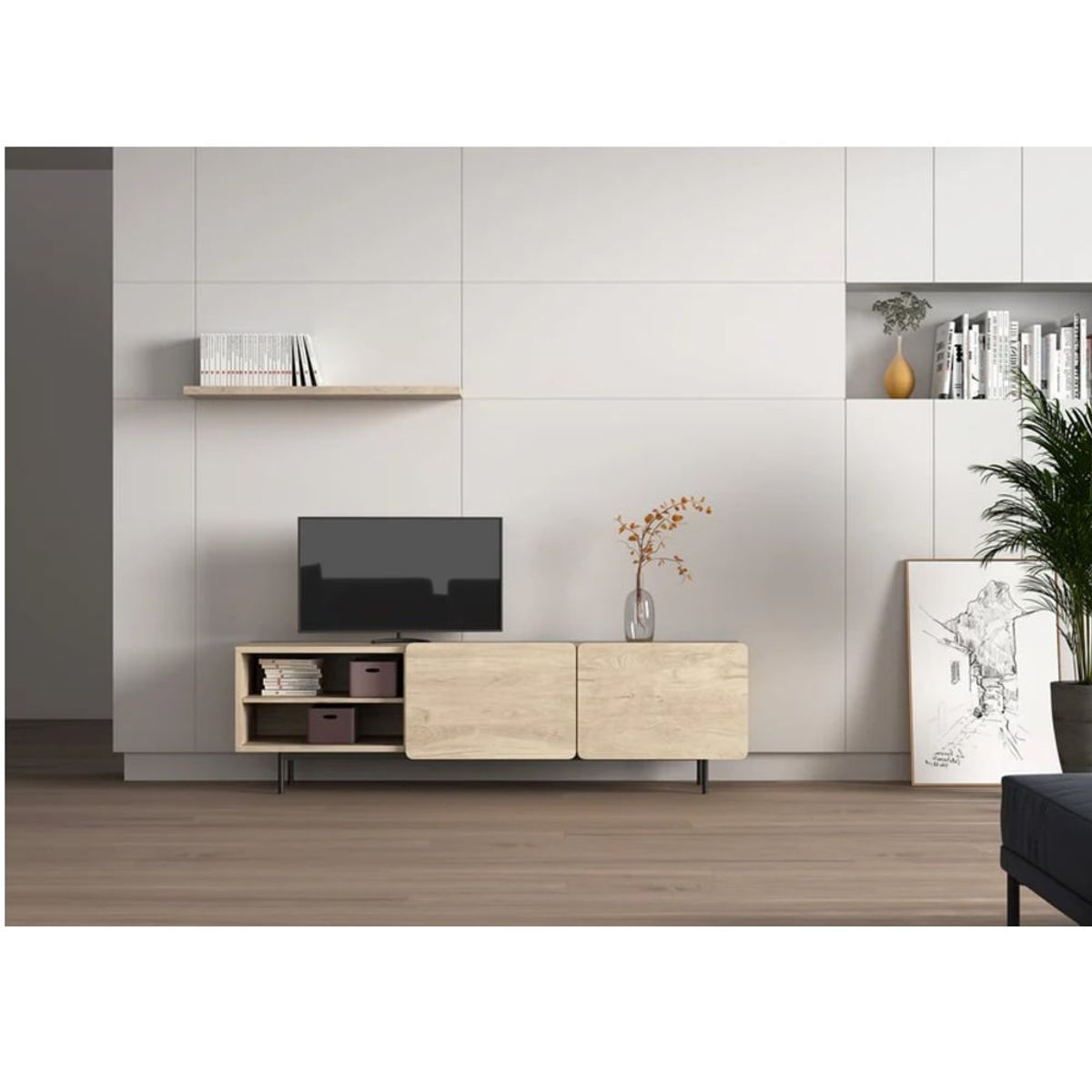 R&R MUEBLES - Mueble de TV Moderno Guille Duna 2 Puertas R&R MUEBLES