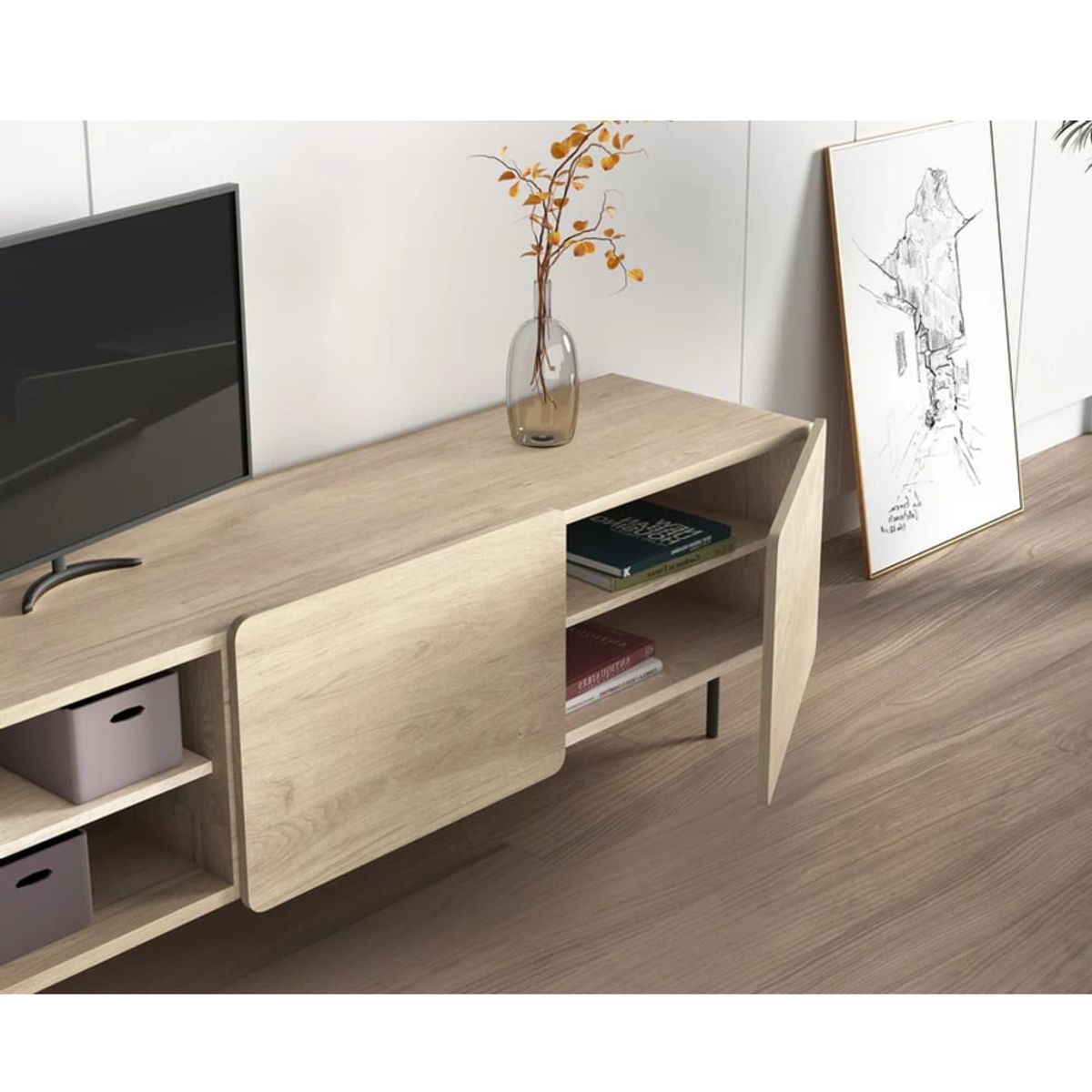 R&R MUEBLES - Mueble de TV Moderno Guille Duna 2 Puertas R&R MUEBLES