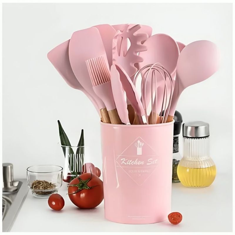 GENERICO - Set 12 Piezas  de Utensilios Cocina de Silicona Multifuncional