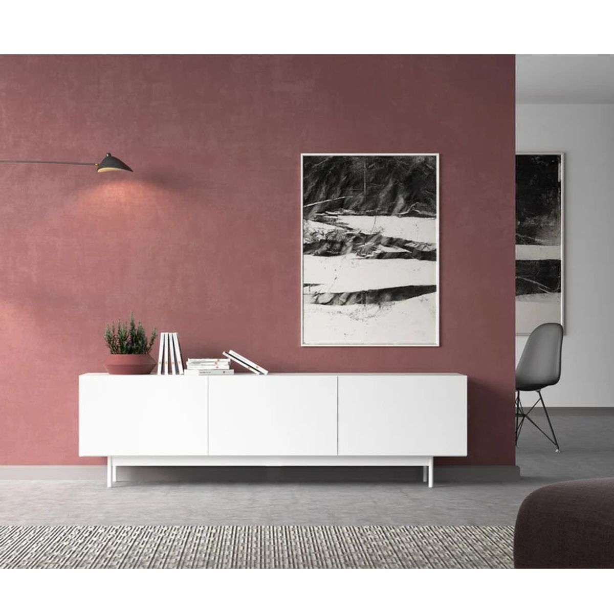 R&R MUEBLES - Mueble de TV Moderno Kate Blanco 3 Puertas R&R MUEBLES