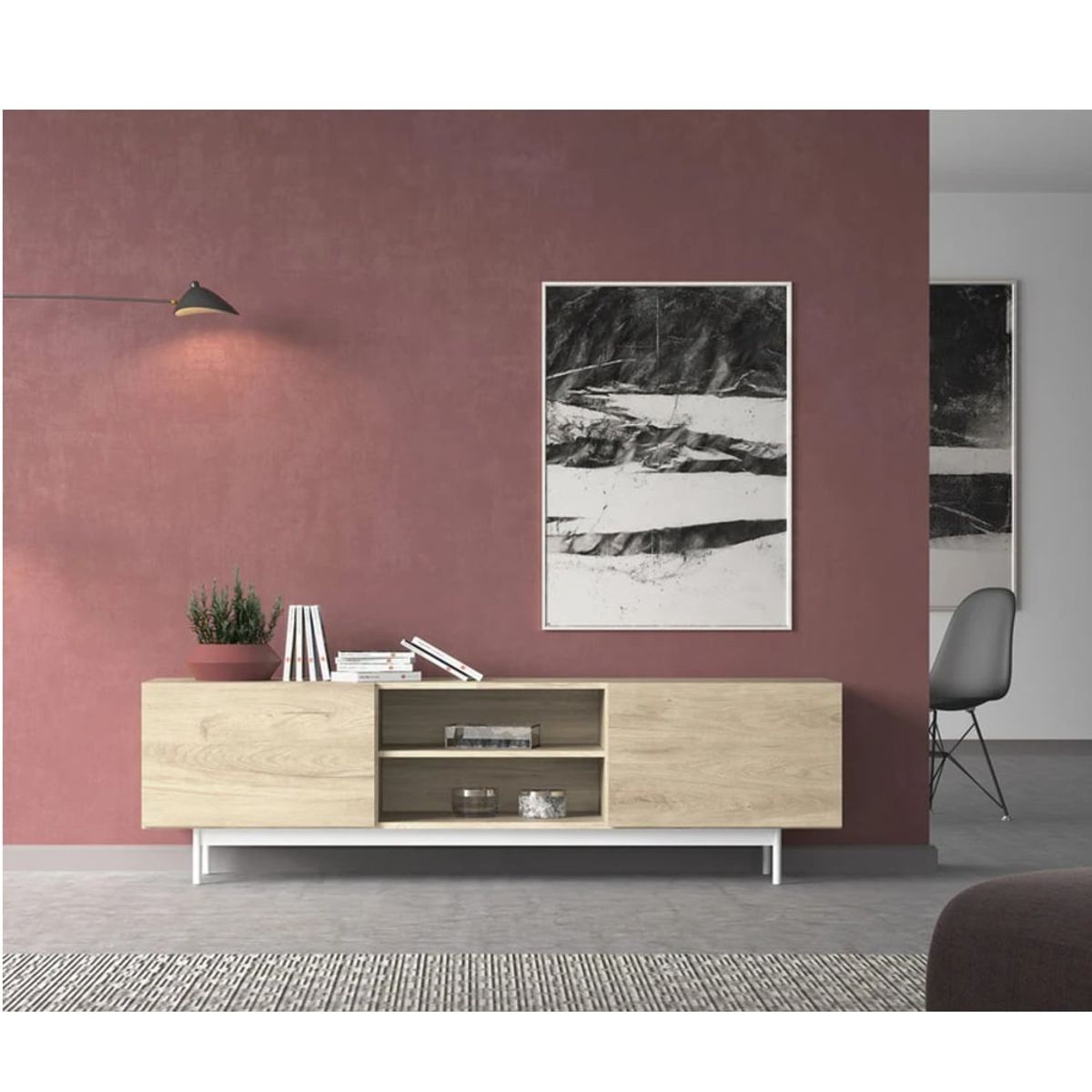 R&R MUEBLES - Mueble de TV Moderno Rafael Duna 2 Puertas R&R MUEBLES