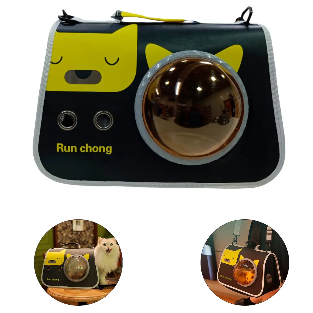 GENERICO - Caja Bolso transportadora de Mascotas Gatos o Perros - Negro