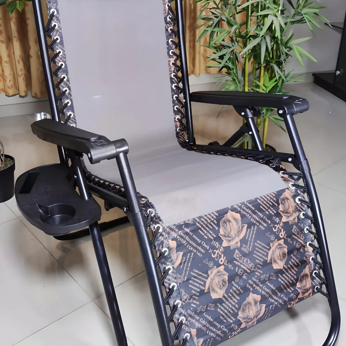 GENERICO - SILLA DE GRAVEDAD CERO PARA EXTERIORES CON BANDEJA POSA VASO