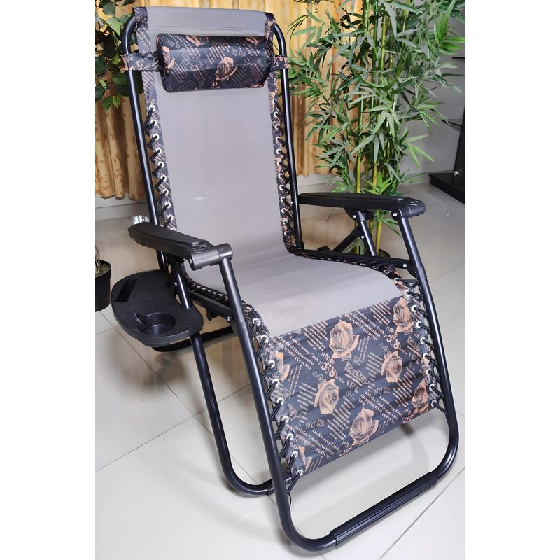 GENERICO - SILLA DE GRAVEDAD CERO PARA EXTERIORES CON BANDEJA POSA VASO