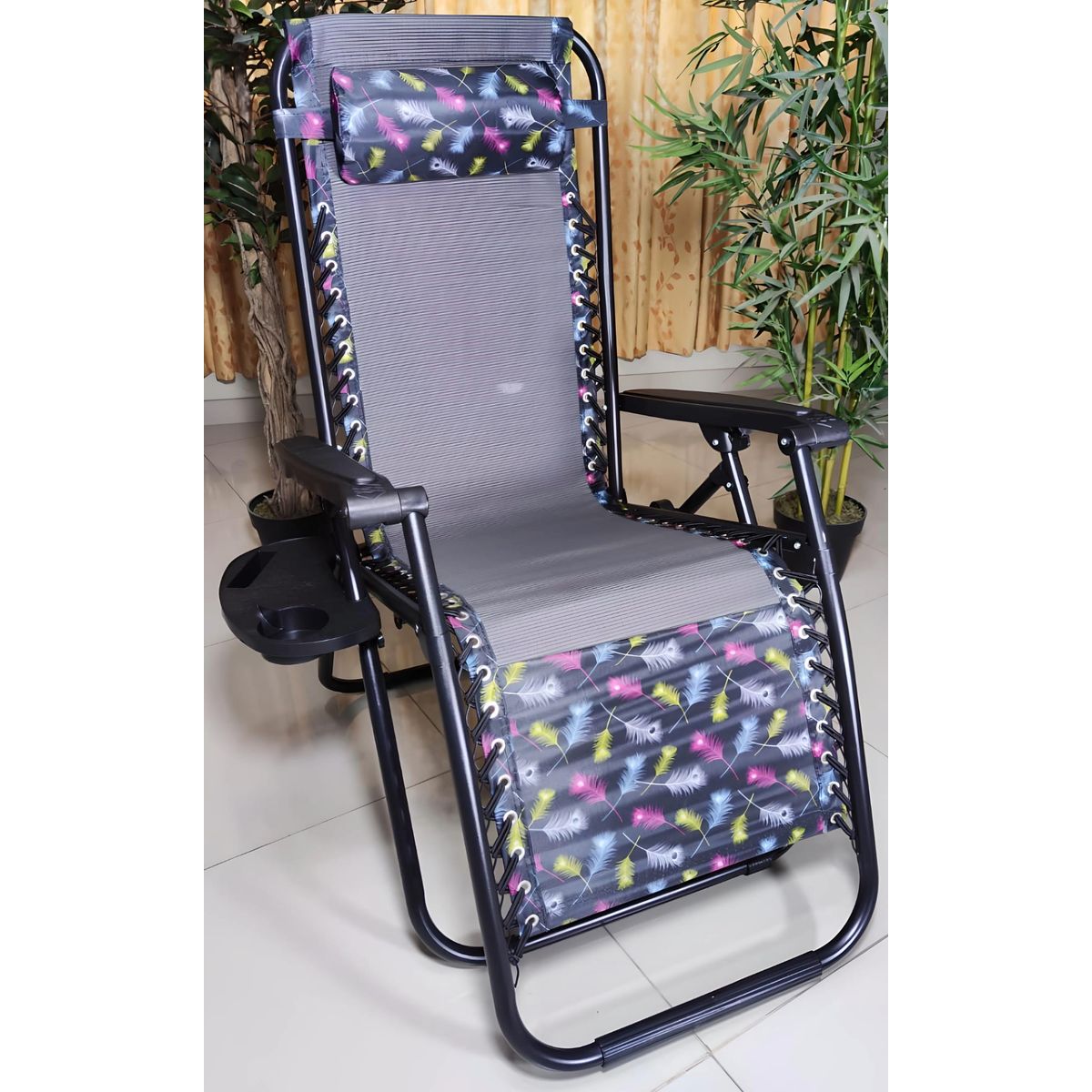 GENERICO - SILLA DE GRAVEDAD CERO PARA EXTERIORES CON BANDEJA POSA VASO