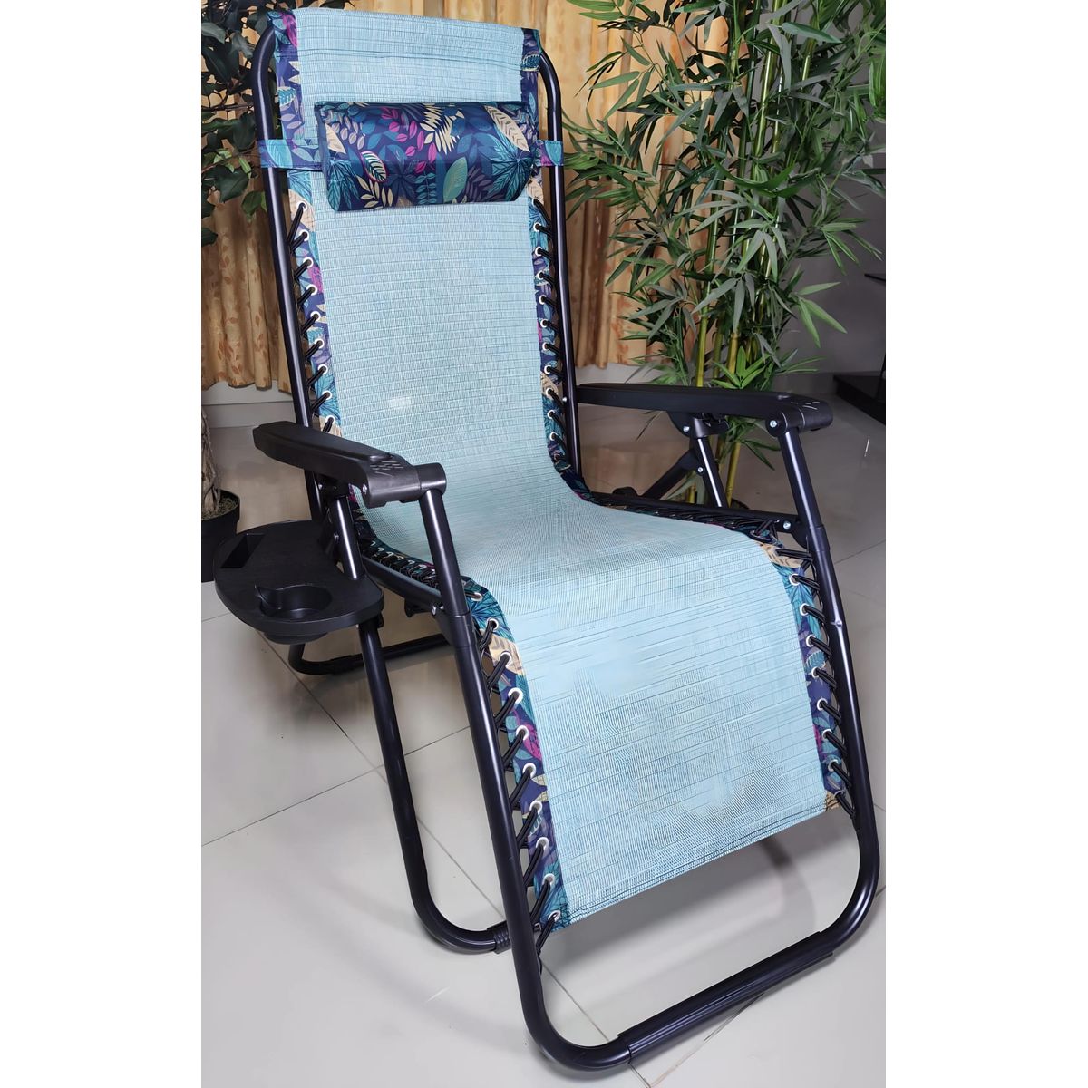 GENERICO - SILLA DE GRAVEDAD CERO PARA EXTERIORES CON BANDEJA POSA VASO