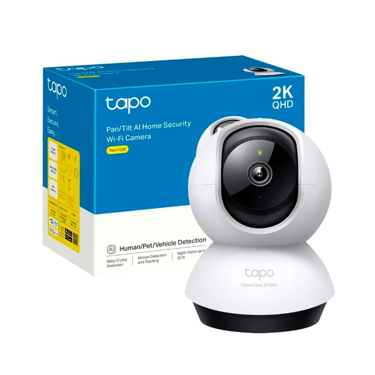 TP LINK - CAMARA TP-LINK 4MP 2K QHD WIFI 4MM 10M IR AUDIO  512GB PN TAPO C220