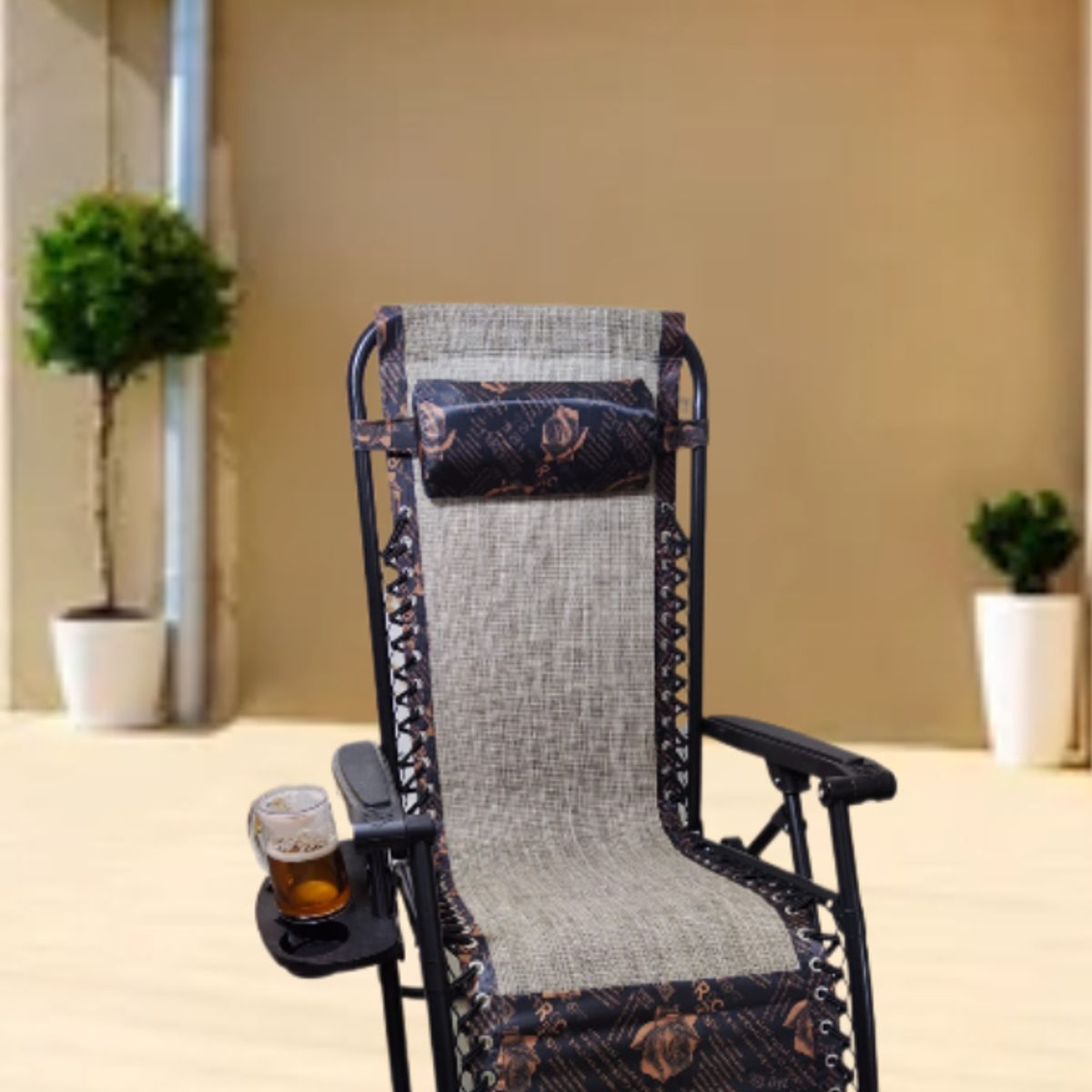 GENERICO - SILLA PLEGABLE GRAVEDAD CERO RECLINABLE PREMIUM CON BANDEJA PORTA VASO PLAYA TERRAZA JARDÍN CAMPING