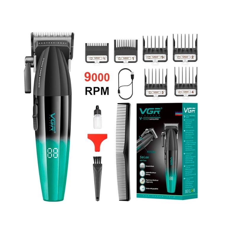 PREMIUM - Maquina Corta Pelo Profesional VGR V-003 Turbo 9000 RPM Usb