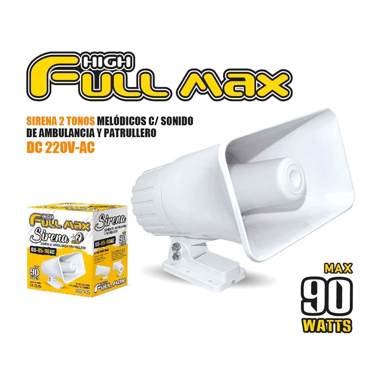 FULL MAX - Sirena 90W 220 VAC + Pulsador Emergencia : Kit De Seguridad