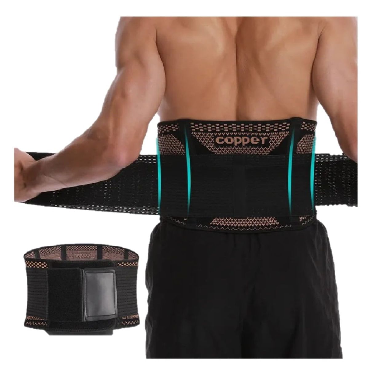 GENERICO - Faja Soporte Lumbar De Cobre - Compresión Ajustable TALLA XL