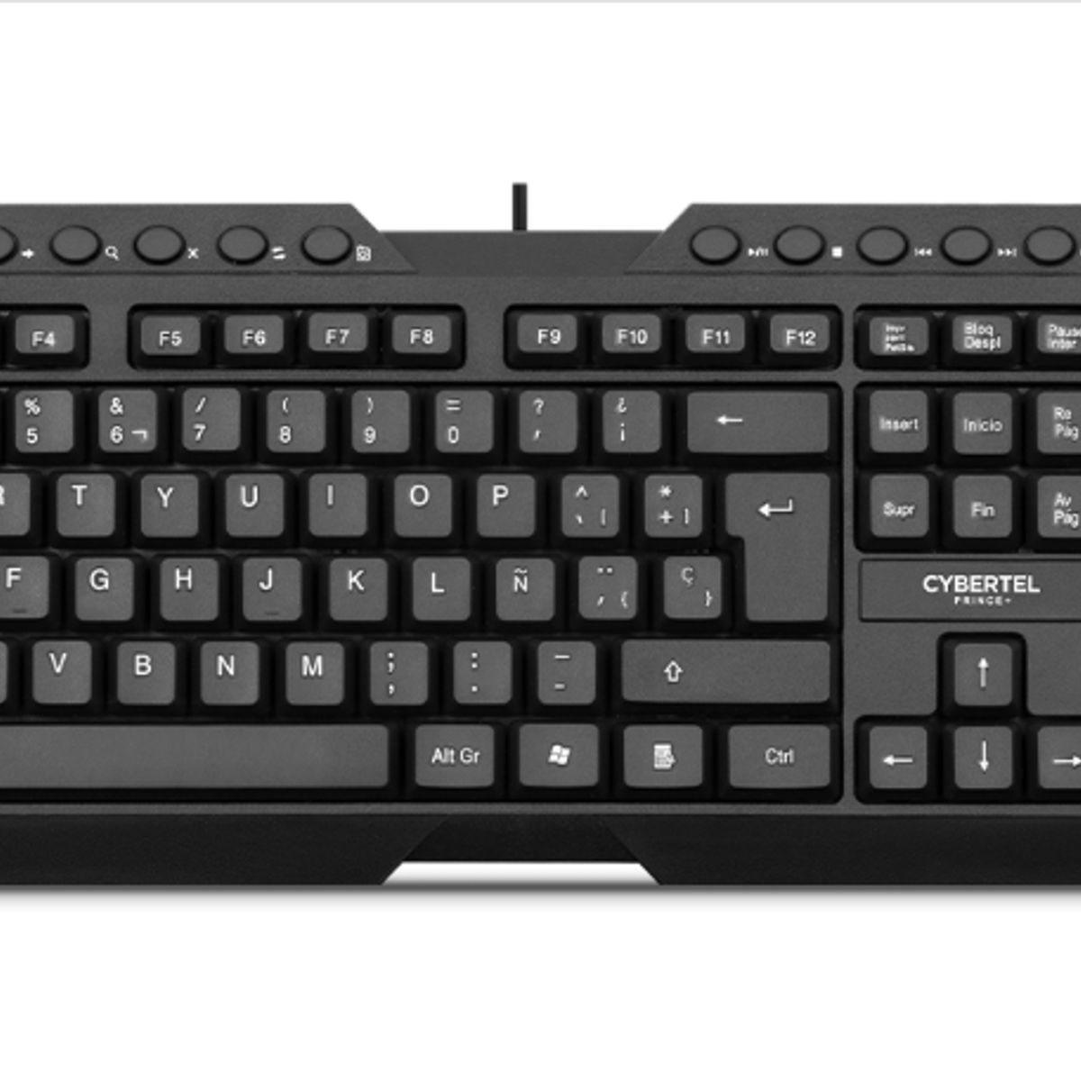CYBERTEL - Teclado Multimedia PRINCE BLACK CYB K212+ USB T SEMICURVAS CYBERTEL