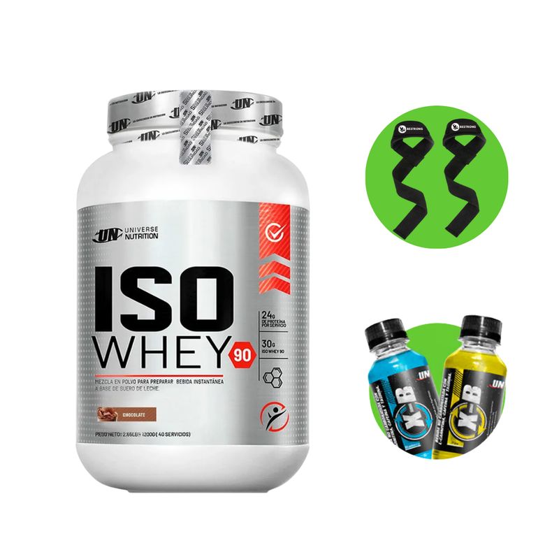 UNIVERSE NUTRITION - PROTEÍNA ISOWHEY 1KG CHOCOLATE + STRAPS Y XB