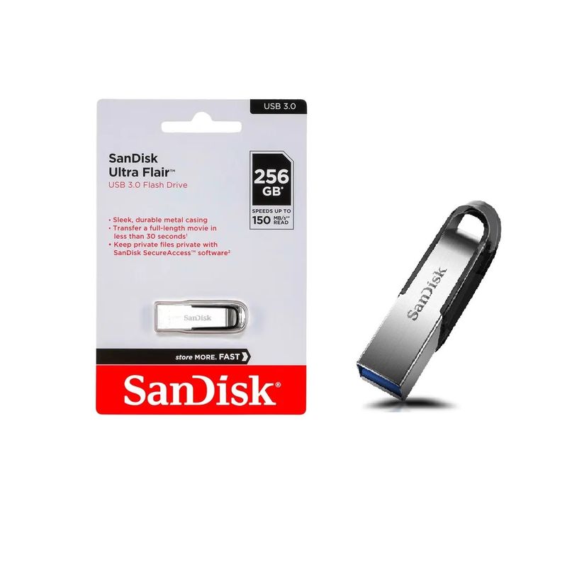 SANDISK - Memoria USB Sandisk Ultra Flair 256GB USB 3.0 150mb Original