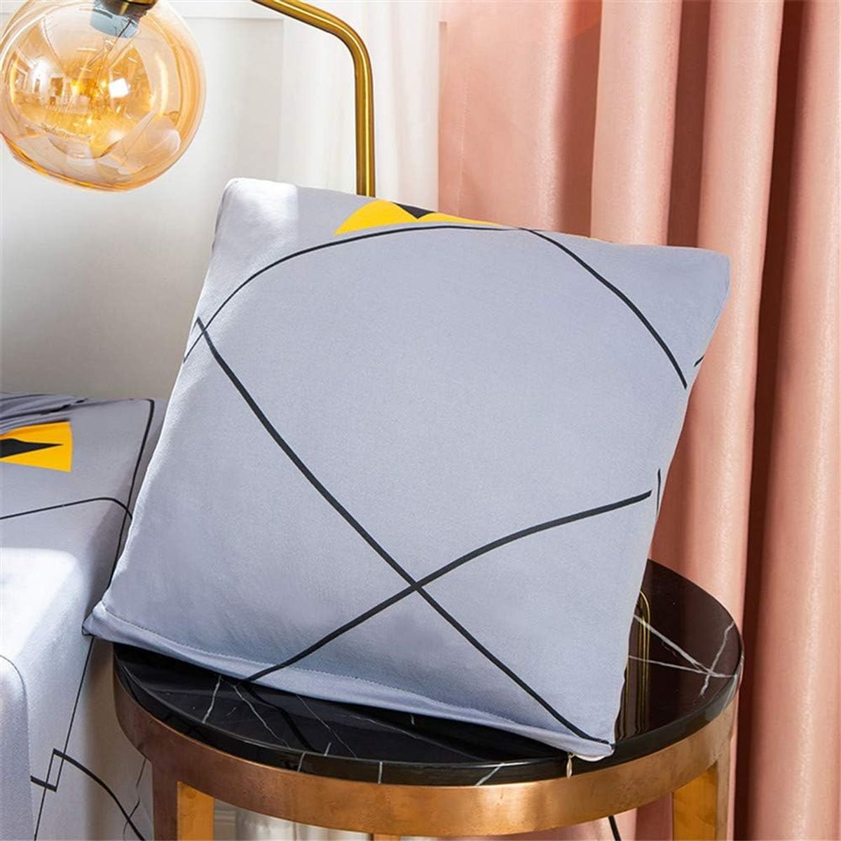 GENERICO - Fundas de Cojines x6 und Gris Plata Triangulo Amarillo