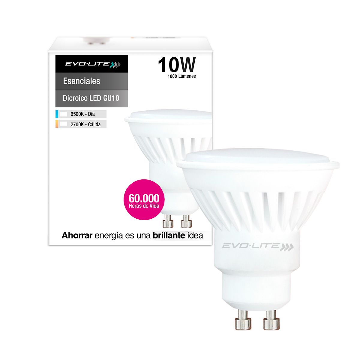 EVOLITE - PACK 3 Dicroicos led evolite 10w GU10 ceramico DIA