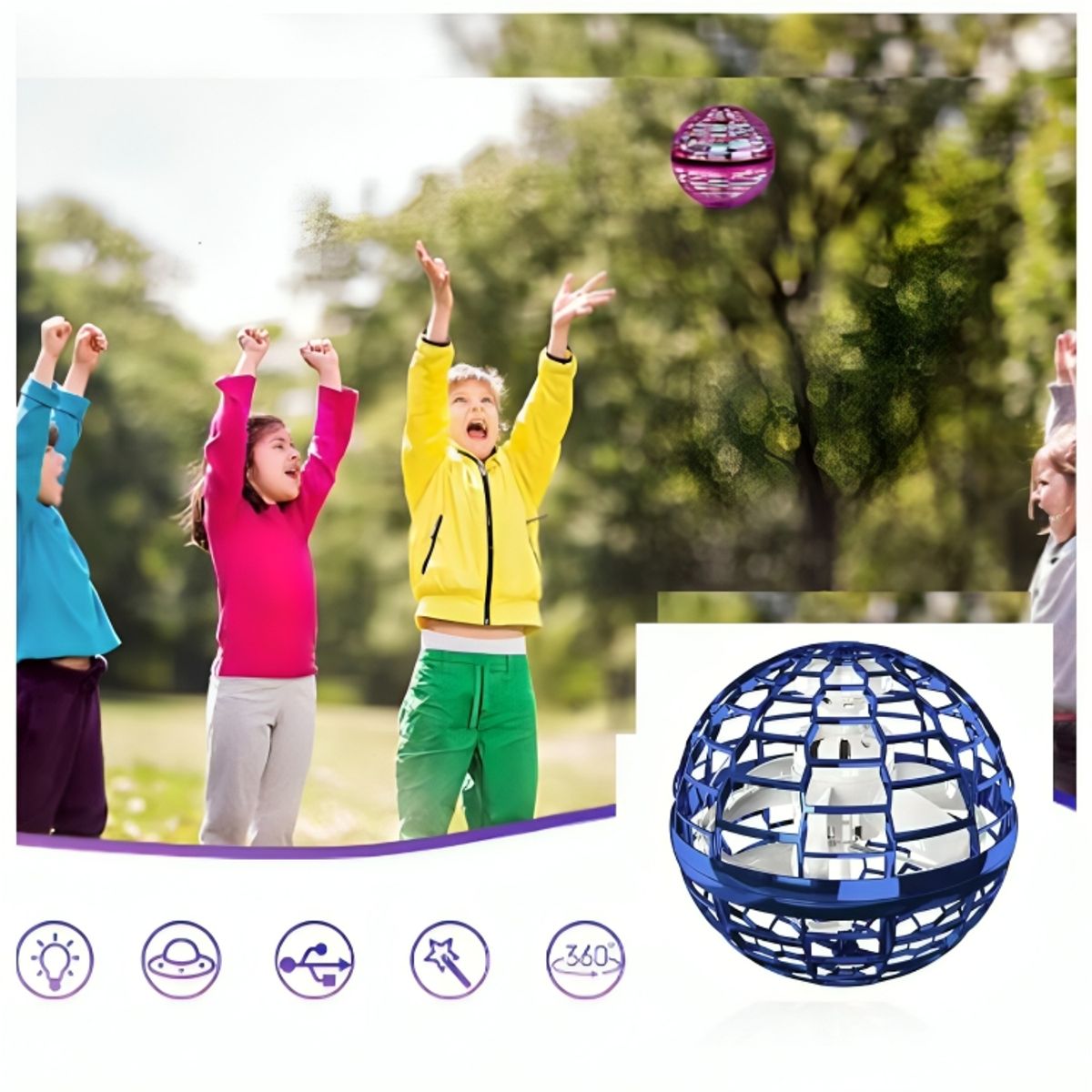 GENERICO - Flynova Pro Bola Voladora Fly Orb con Luces para Niños