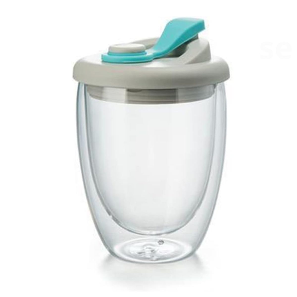 GENERICO - Vaso doble pared con Tapa celeste de silicona 350 ml