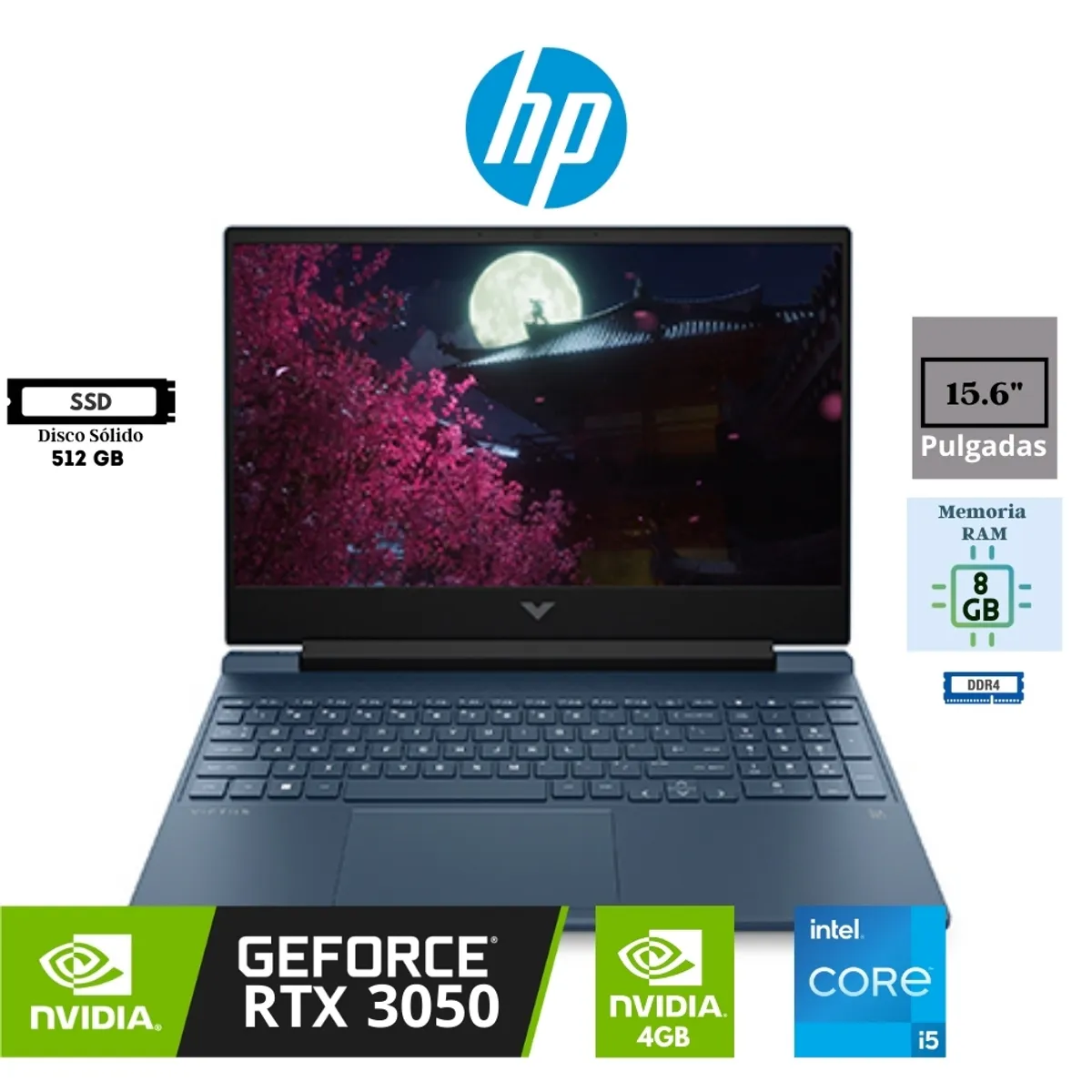 HP - LAPTOP HP VICTUS  CORE I5-12450H, RTX 3050 RAM 8GB SSD 512GB 4GB BLUE