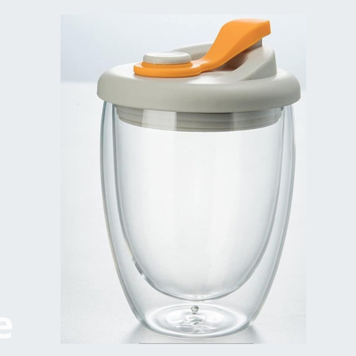 GENERICO - Vaso doble pared con Tapa naranja de silicona 350 ml