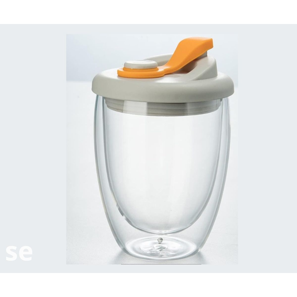 GENERICO - Vaso doble pared con Tapa naranja de silicona 350 ml