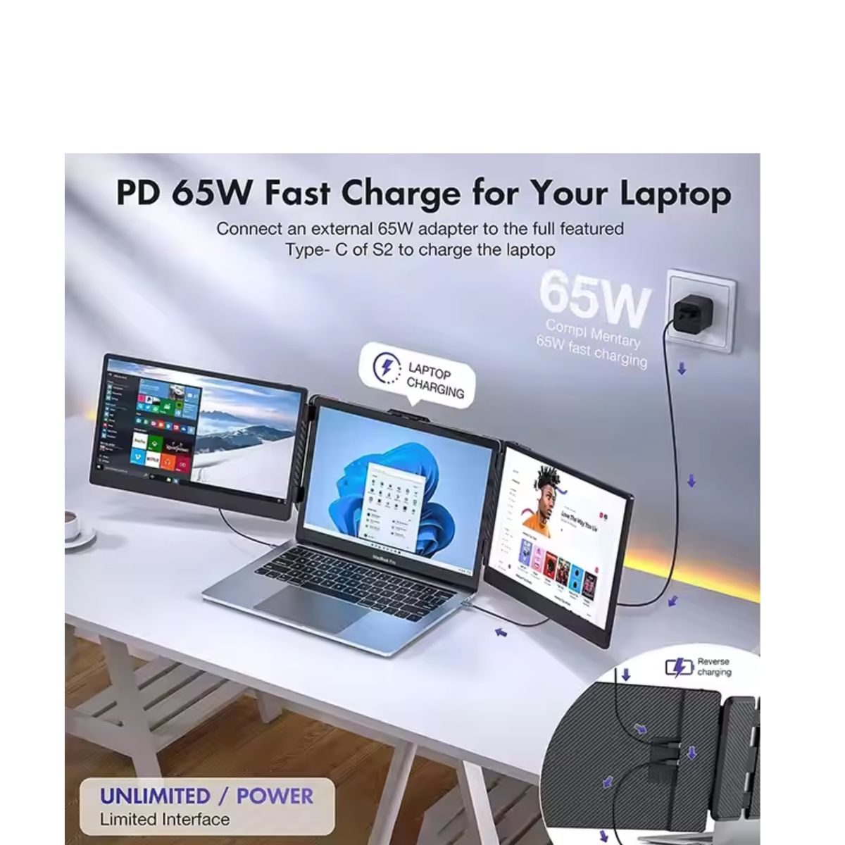 GENERICO - Extensor de Pantalla para Laptop de Triple Pantalla