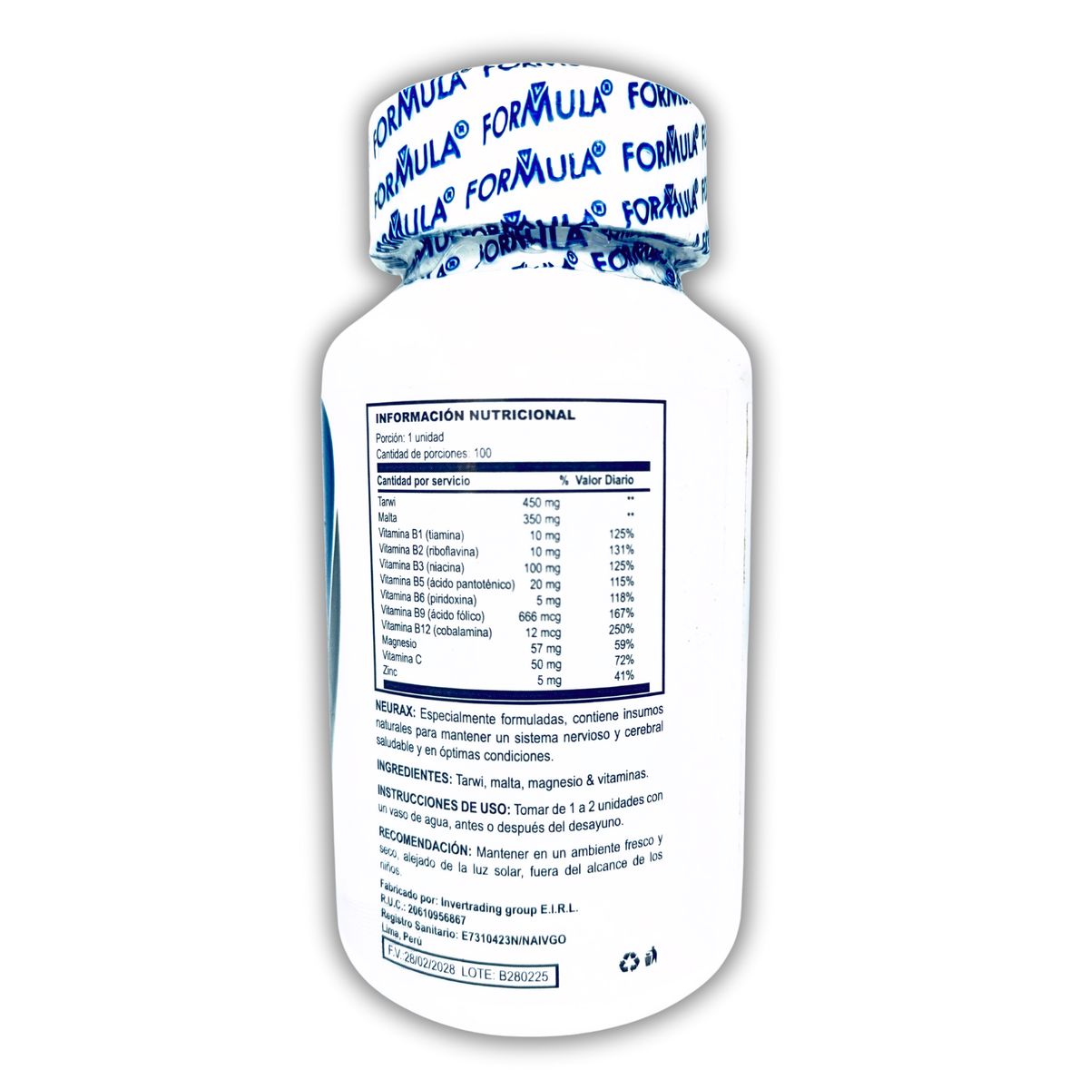 GENERICO - COMPLEJO B 100 CAPSULAS COMBATE MIGRAÑA ANSIEDAD DEPRESIÓN FORMULA V