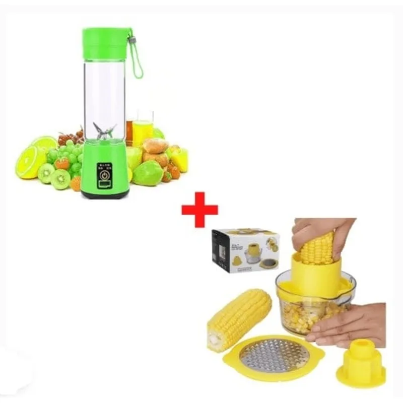 GENERICO - Combo Licuadora Portátil  con USB + Desgranador de Maíz