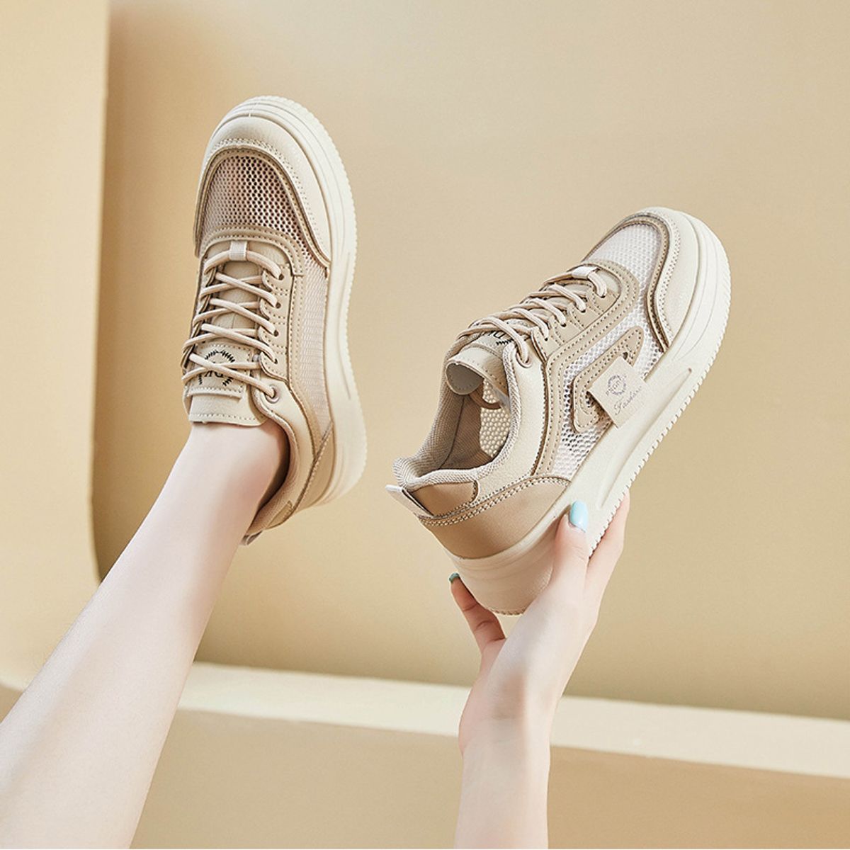 BLWOENS - Zapatos de portivas para mujeres Zapatillas - Beige