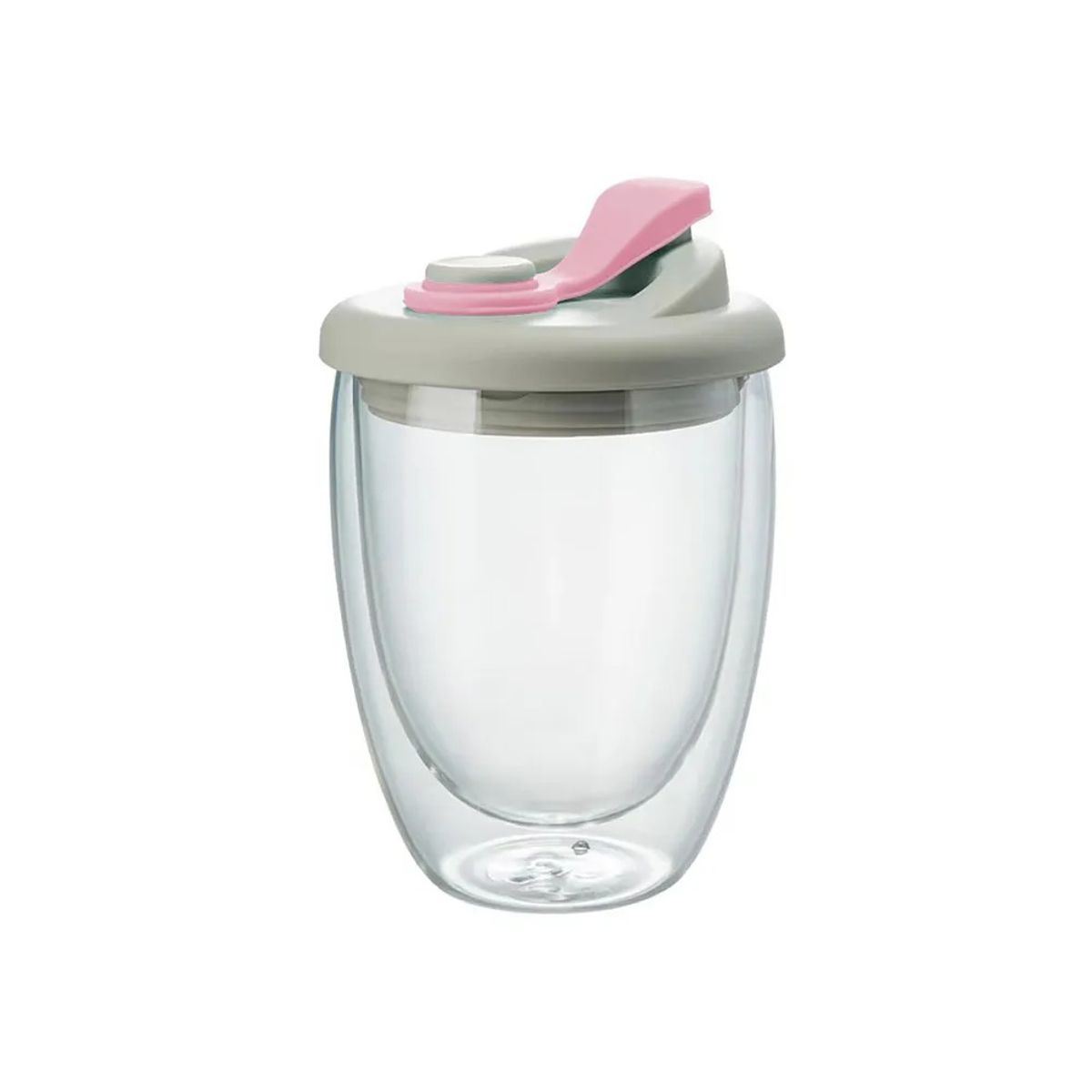 GENERICO - Vaso doble pared con Tapa rosa de silicona 350 ml