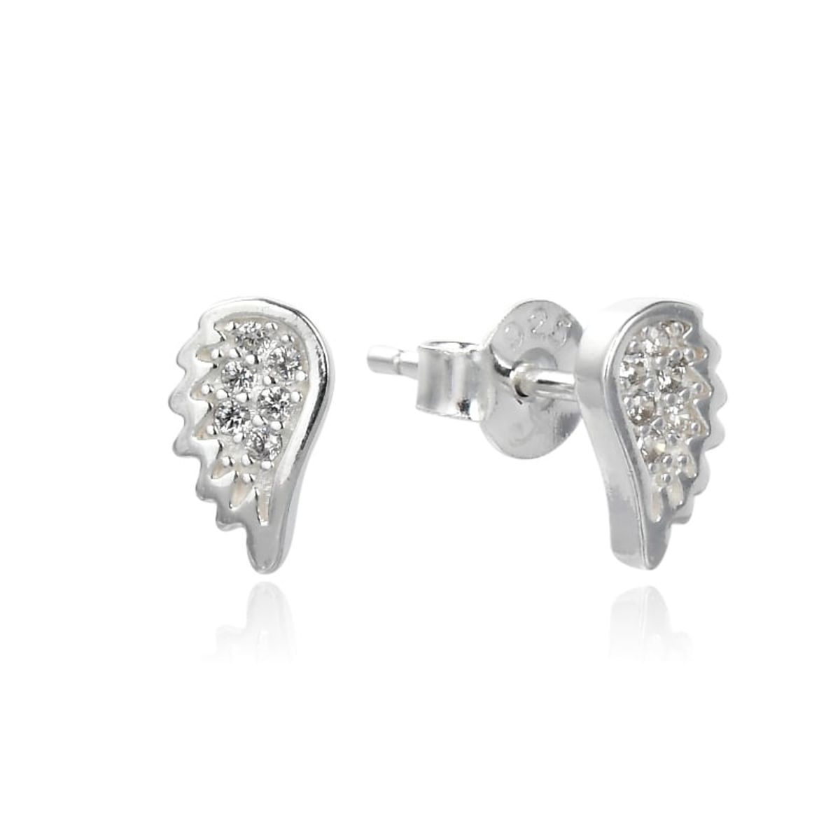 SANTORAL - Aretes Alas con Brillos - Plata