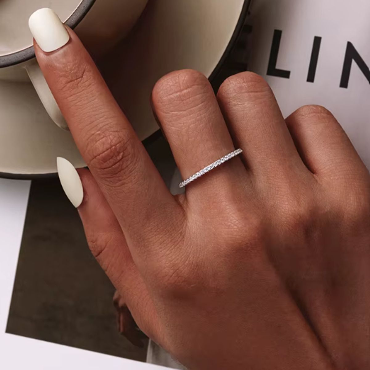 GENERICO - Anillos sortija talla 7  plateado piedras preciosa elegante