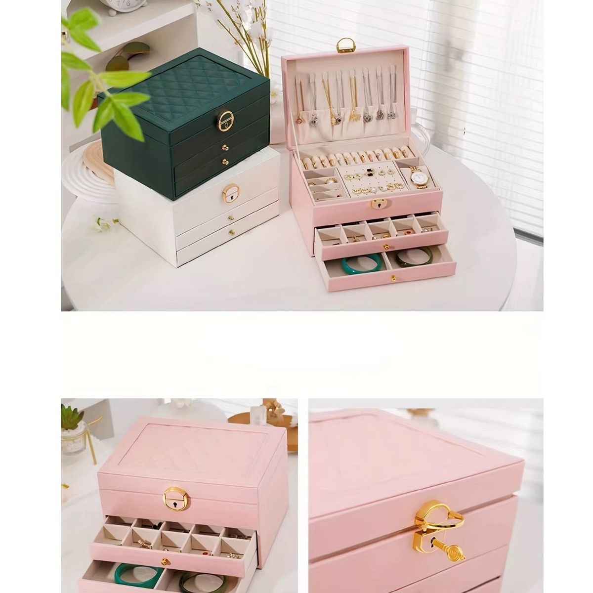 GENERICO - JOYERO COFRE ORGANIZADOR DE JOYAS 3 NIVELES