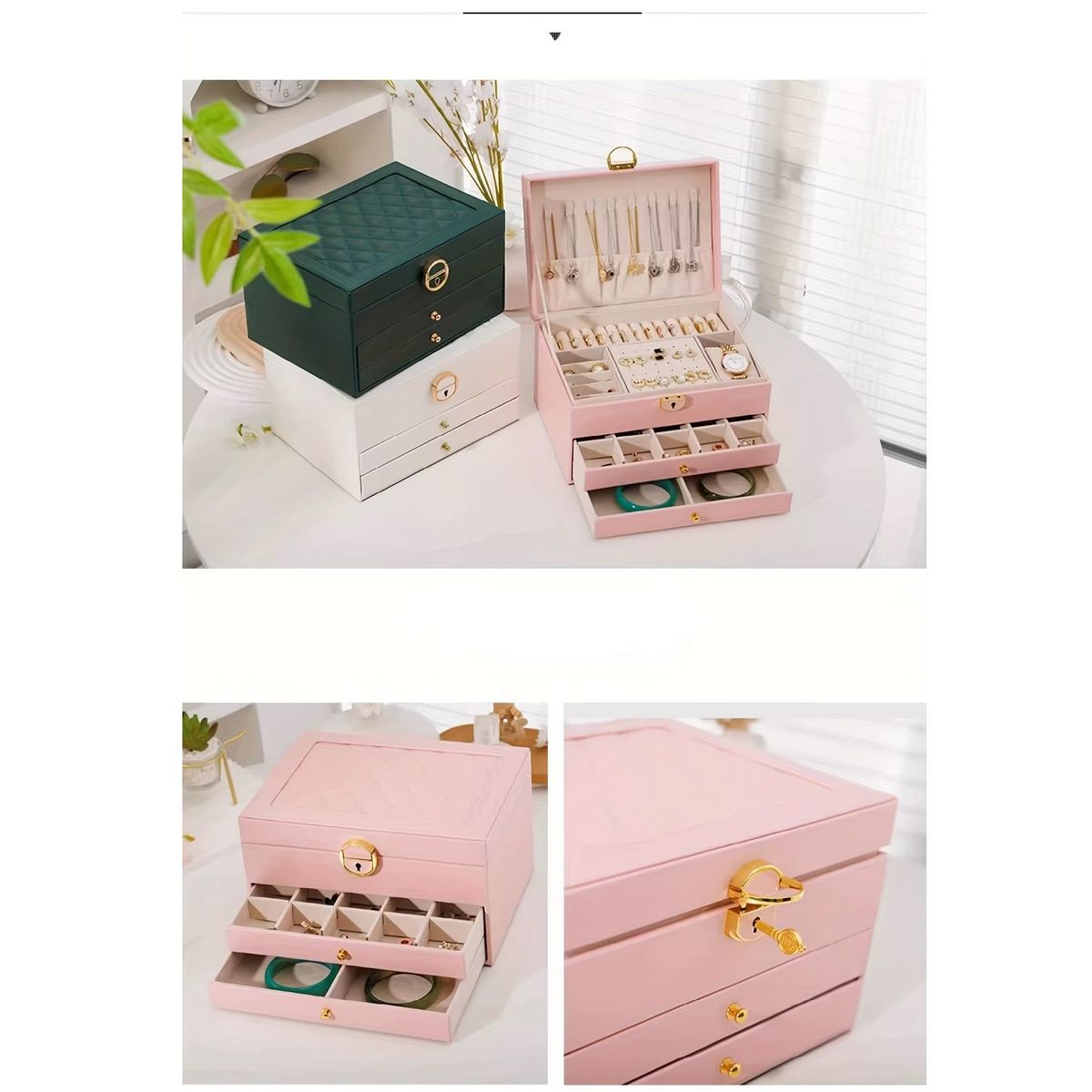 GENERICO - JOYERO COFRE ORGANIZADOR DE JOYAS 3 NIVELES