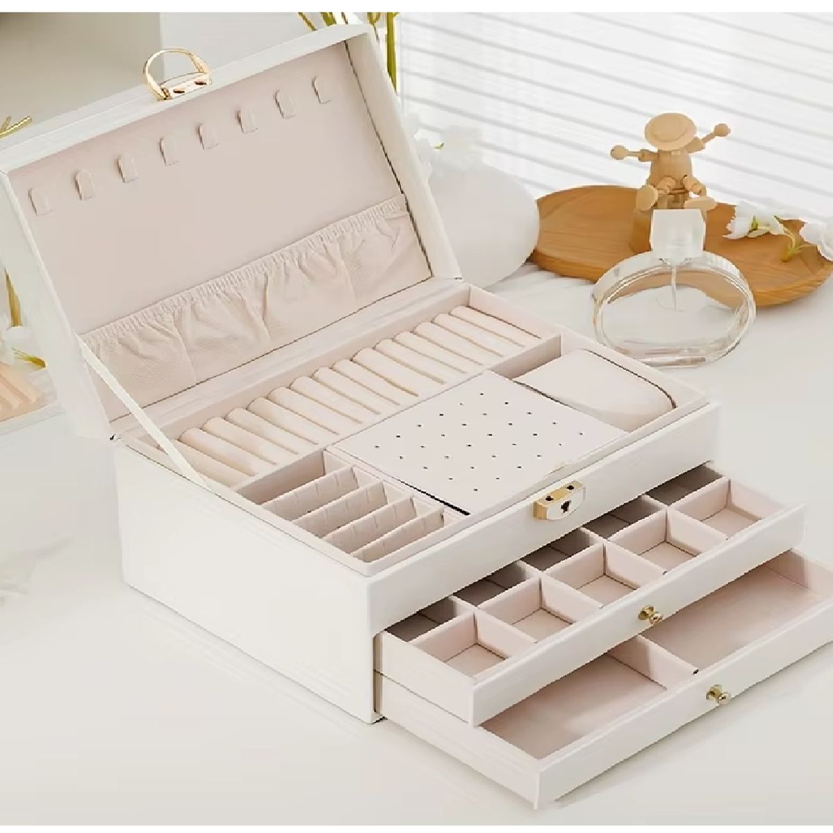 GENERICO - JOYERO COFRE ORGANIZADOR DE JOYAS 3 NIVELES