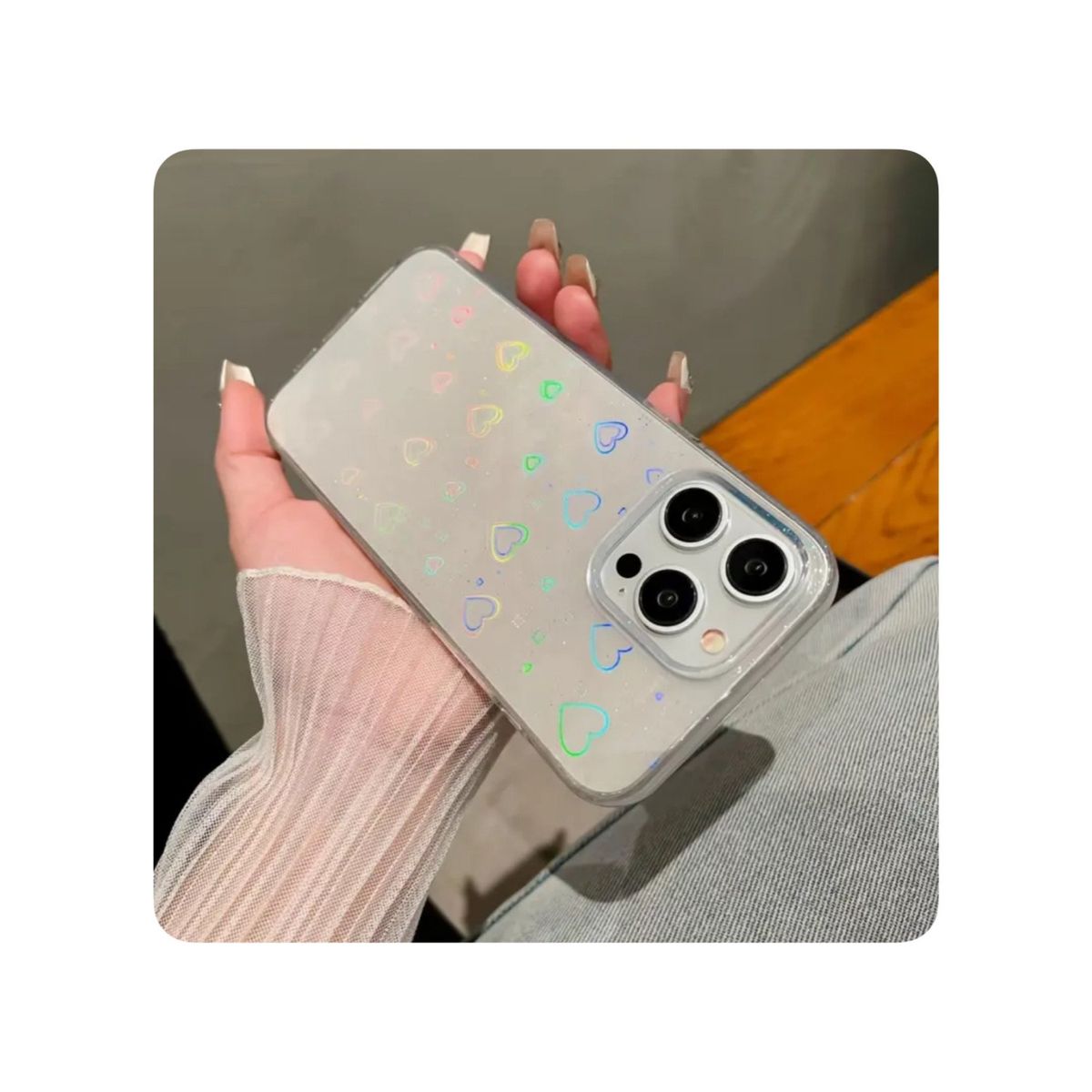 GENERICO - Case Transparente Corazones Tornasol - Iphone 12 Pro