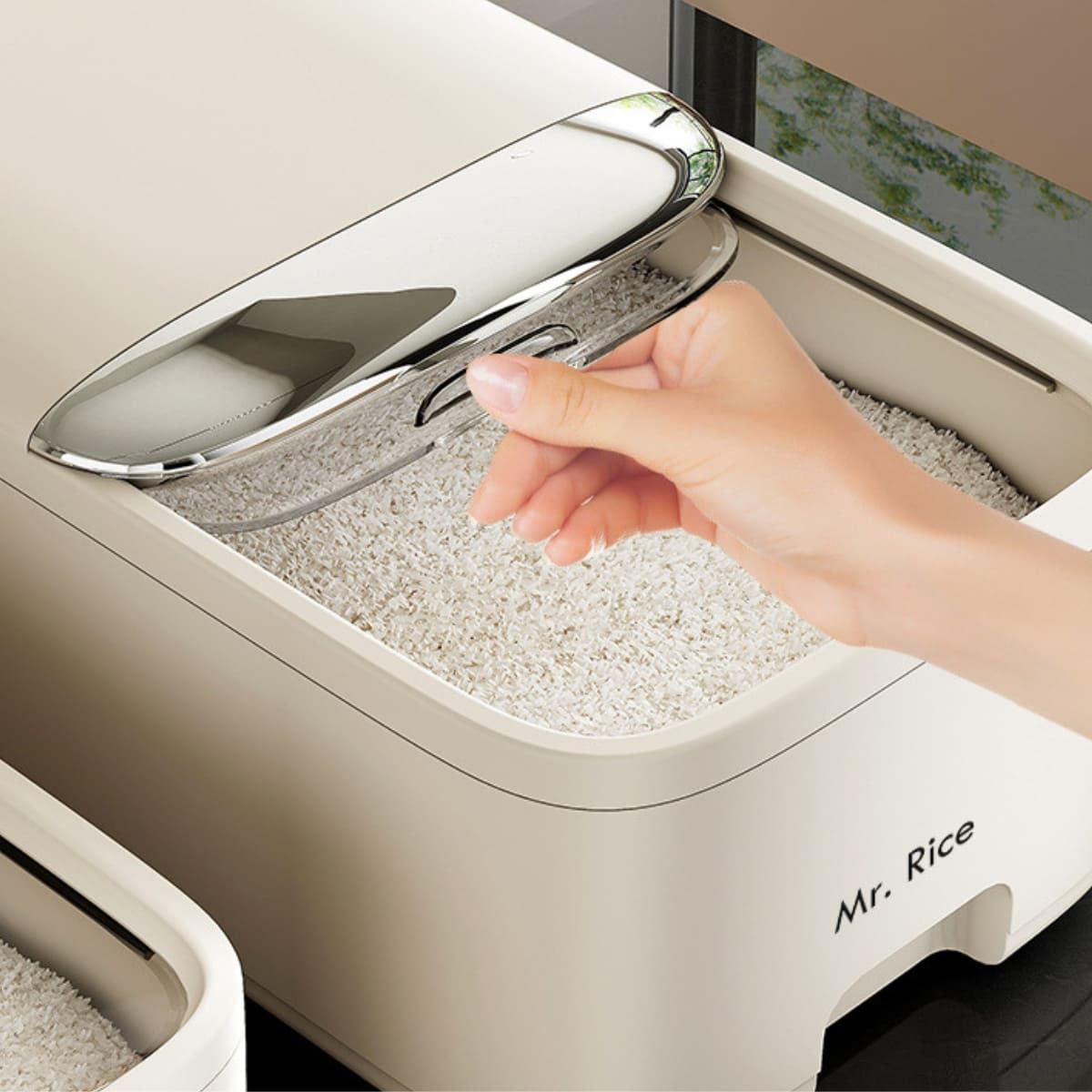 ELMEJORPRECIO - Contenedor de Arroz Multiusos Mr Rice Beige