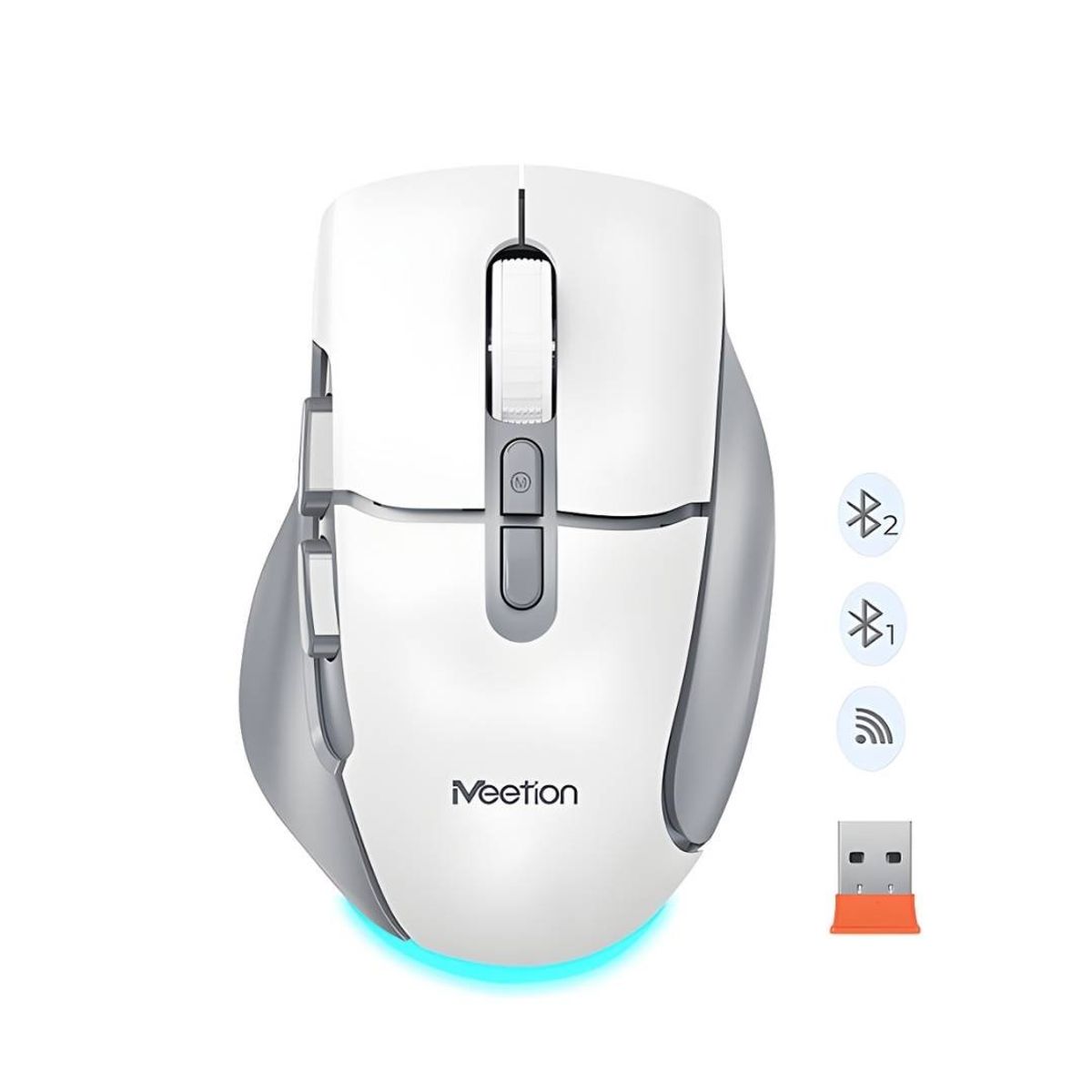 MEETION - Mouse BTM001MEETION Inalámbrico Bluetooth Recargable y Ergonómico Gris