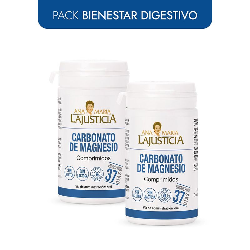 ANA MARIA LAJUSTICIA - PACK BIENESTAR DIGESTIVO  2 CARBONATOS DE MAGNESIO 75 comprimidos c/u.