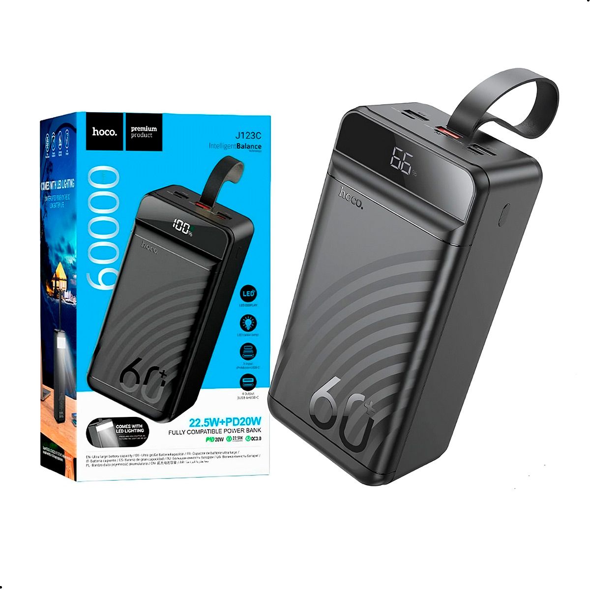 HOCO - Power bank Carga rápida HOCO J123C con linterna LED 60000 mAh