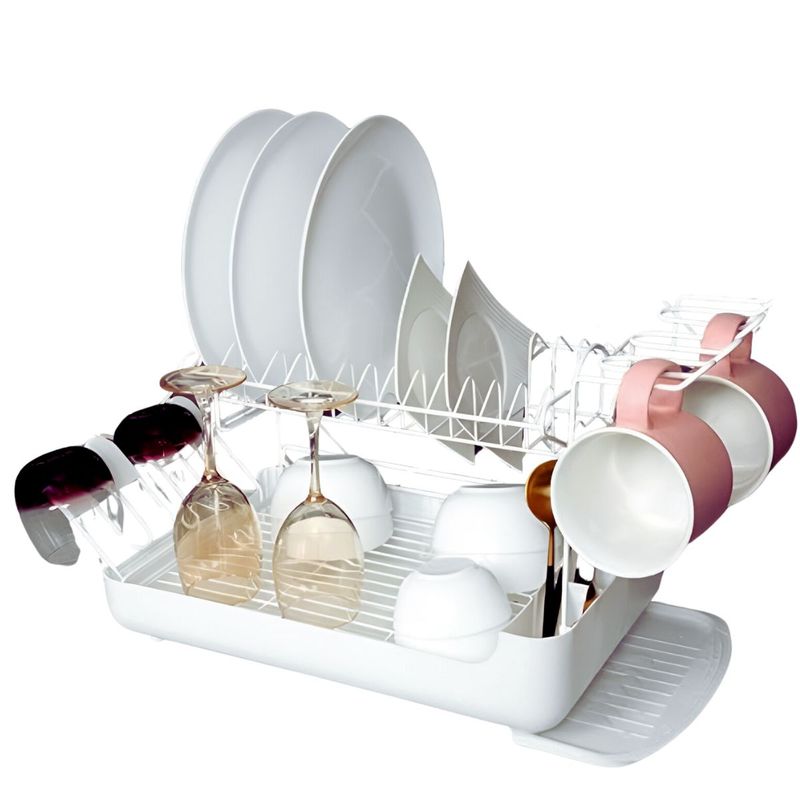 ELMEJORPRECIO - Escurridor de 2 Niveles con Soporte para Copas Modelo Pinpin Blanco