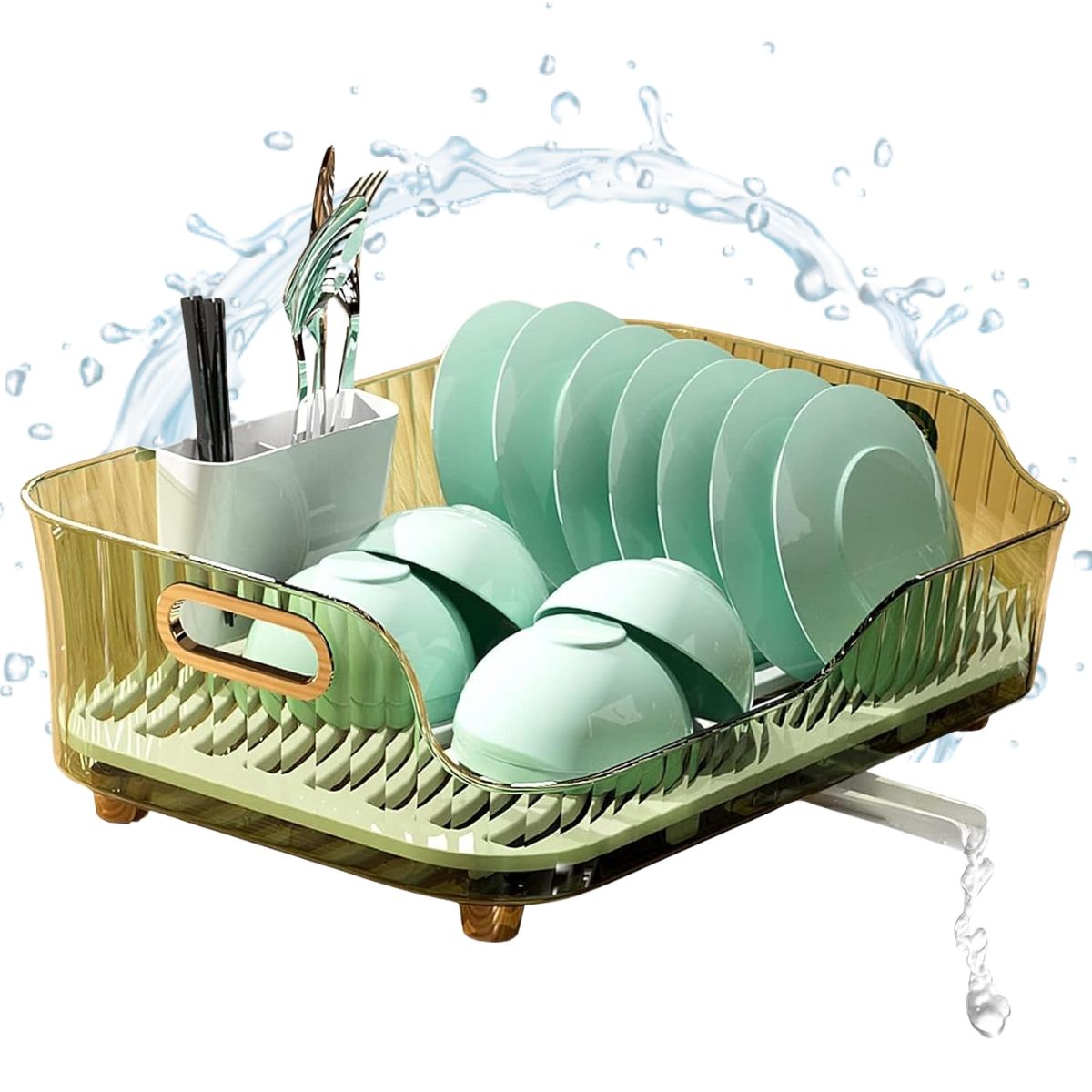 ELMEJORPRECIO - Escurridor de Platos Con Drenaje Giratorio Karina Verde