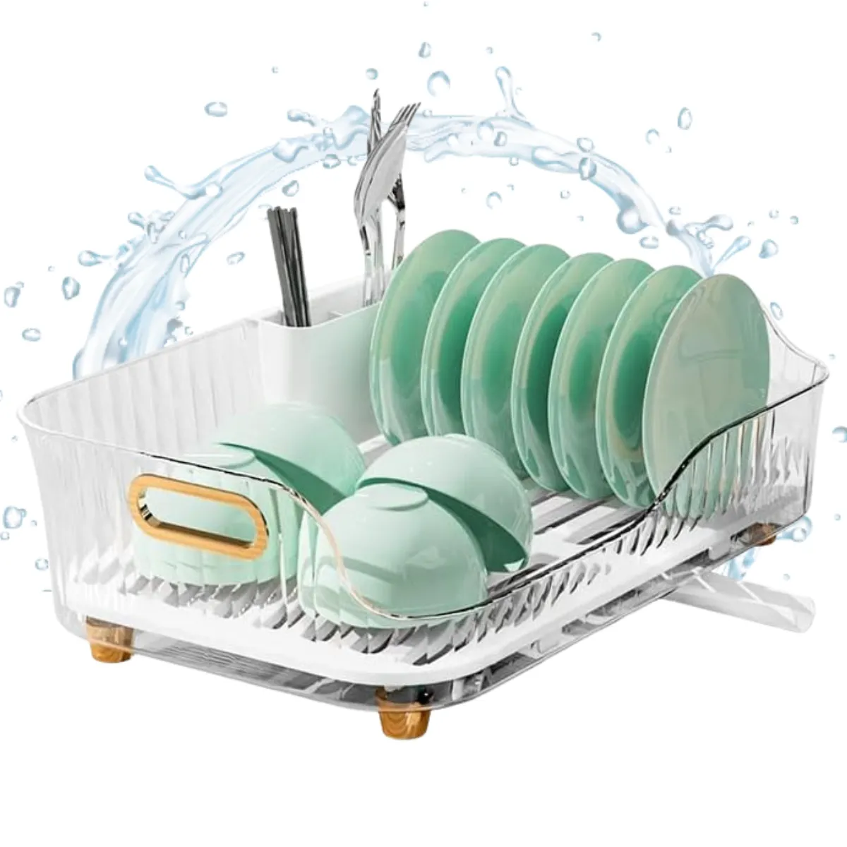 ELMEJORPRECIO - Escurridor de Platos Con Drenaje Giratorio Karina Transparente